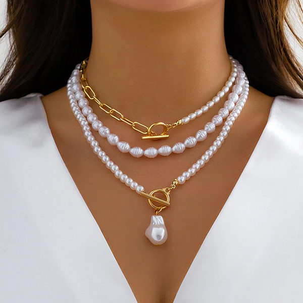Collana di perle vintage in design a più strati