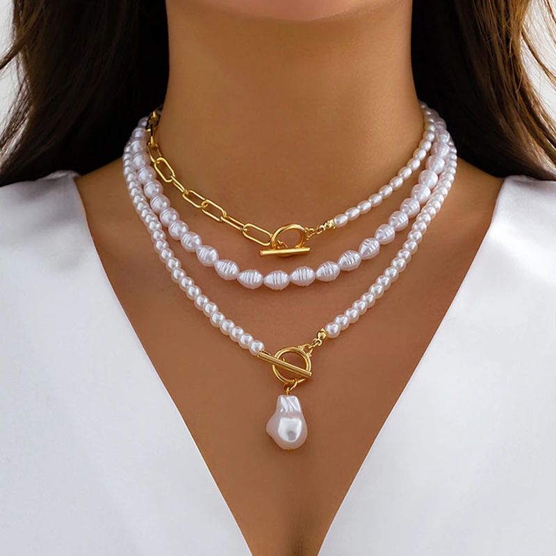 Collana di perle vintage in design a più strati