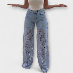 Jeans patchwork con pizzo alla moda